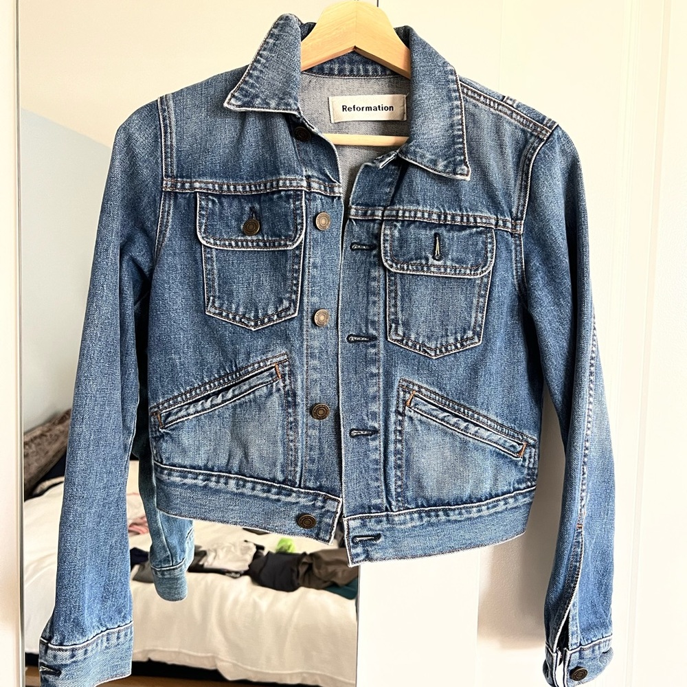 Reformation cropped Jean jacket